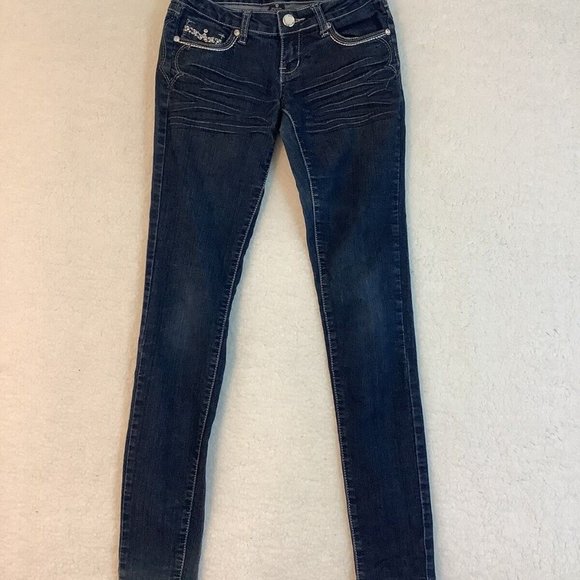 Premium Spice Size 0 Skinny Jeans Rhinestones Stretch Denim - Picture 4 of 12